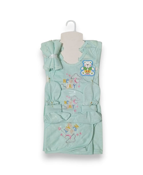 AJ Outfits 11 Pcs Newborn Starter Set – Soft Malai Fabric (All Season)