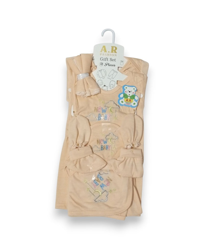 AJ Outfits 11 Pcs Newborn Starter Set – Soft Malai Fabric (All Season)