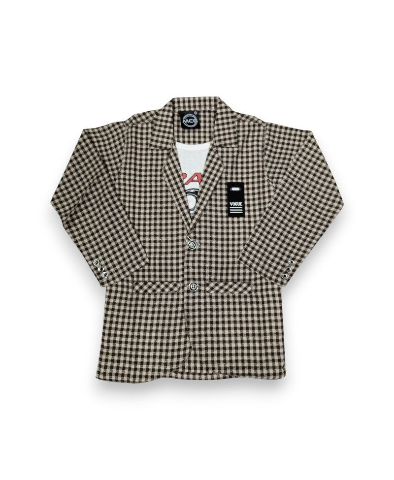 Boys Coat Style Double Shirt Check Fabric